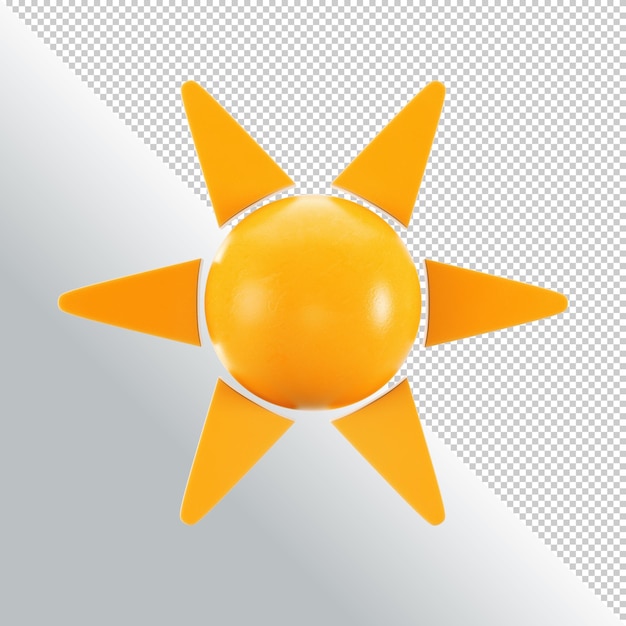 PSD Солнце в мультяшном стиле с лучами, изолированными на прозрачном фоне