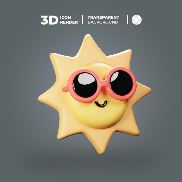 PSD a cartoon sun with sunglasses and a gray background