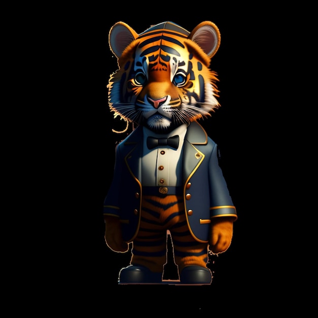 PSD cartoon tiger suit and tie