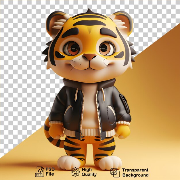 Cartoon tiger wearing a jacket isolated on transparent background include png file