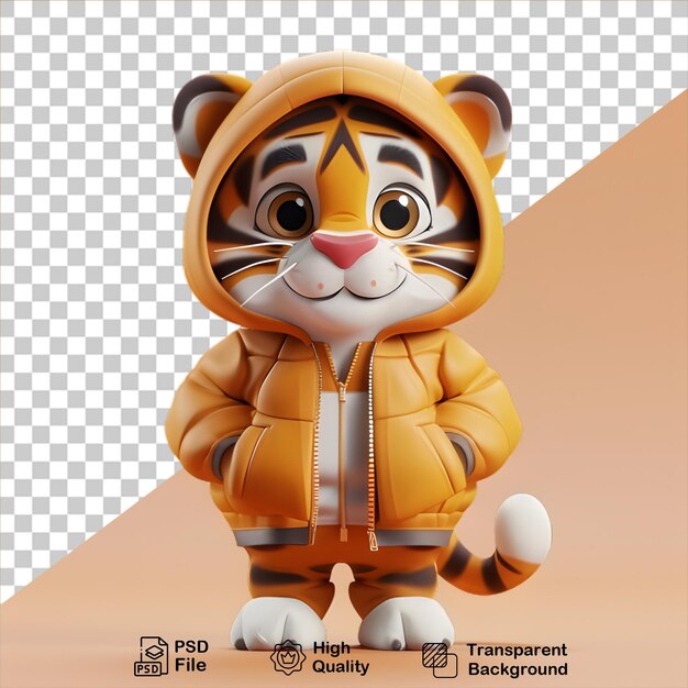 Cartoon tiger wearing a jacket isolated on transparent background include png file