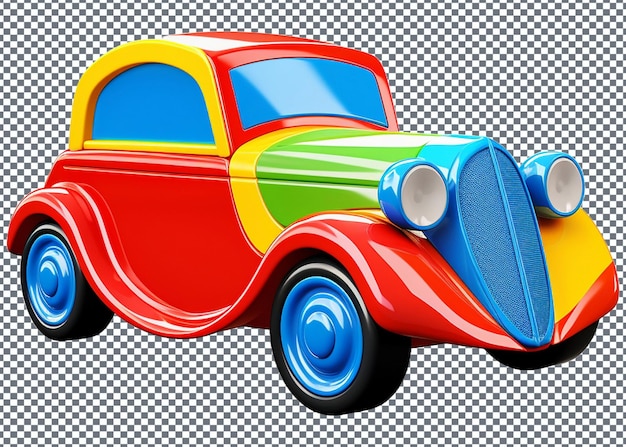 Cartoon toy car isolated on transparent background 3d rendering