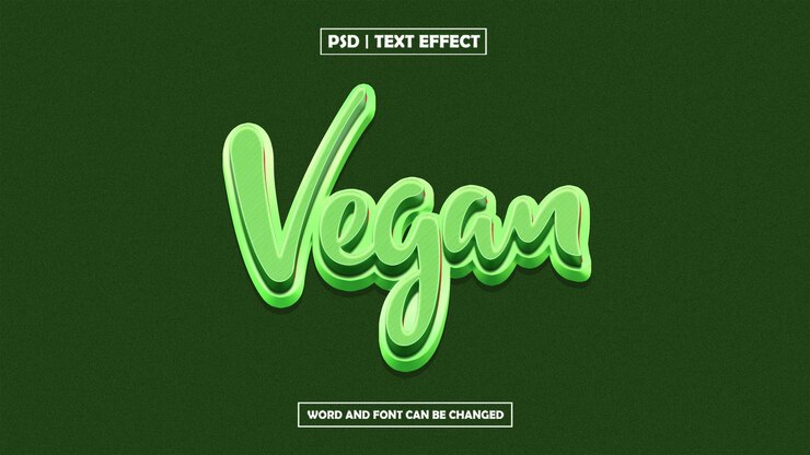 PSD cartoon vegan text effect