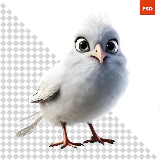Cartoon vogeltje geïsoleerd op witte achtergrond 3d illustratie