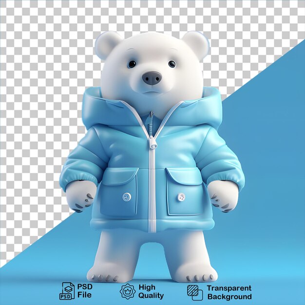PSD 透明な背景に隔離されたジャケットを着た白い北極クマの漫画 pngファイルを含みます
