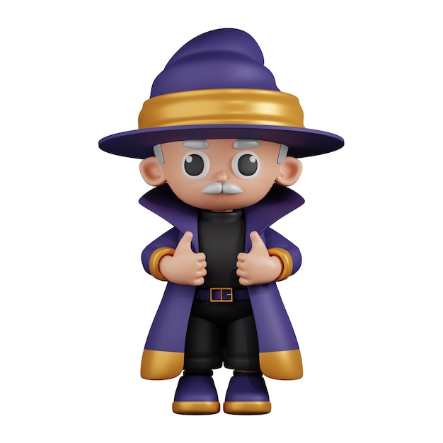 Cartoon Wizard Duimen Opdagen 3D Pose