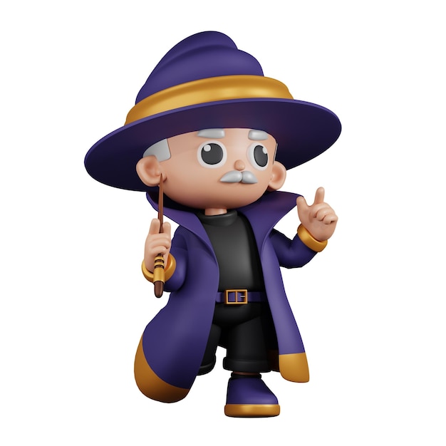 PSD cartoon wizard gevoel gelukkig 3d-pose