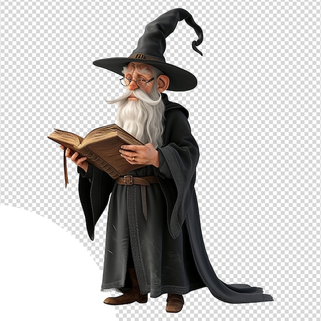 PSD cartoon wizard isolated on transparent background png