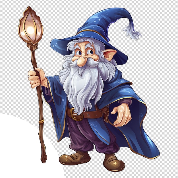 Cartoon wizard isolated on transparent background png