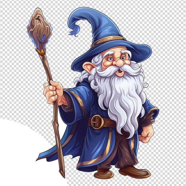 PSD cartoon wizard izolowany na przezroczystym tle png