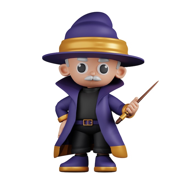 PSD cartoon wizard pointing next 3d pose