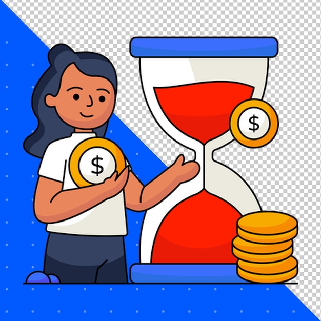 мультфильм о женщине, стоящей перед песчаными часами