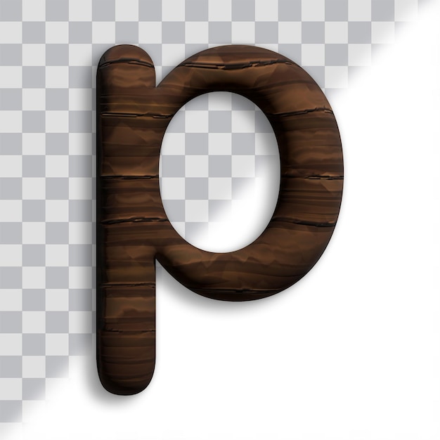 Premium PSD | Cartoon wood 3d small letter p