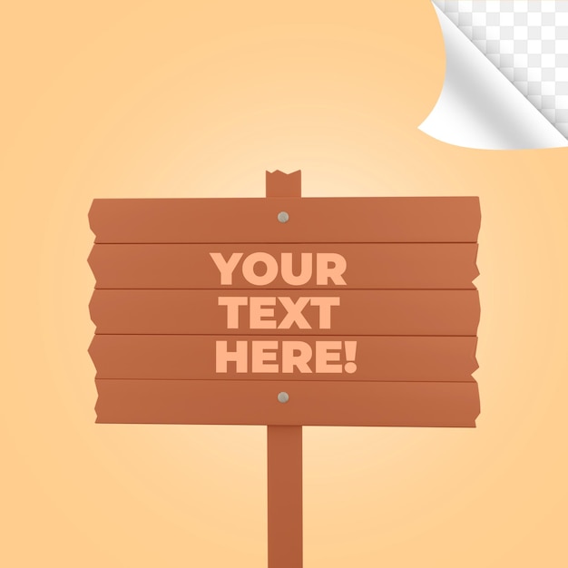 Cartoon Wood sign 3d illustration