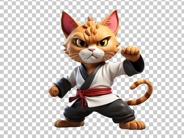 PSD cartoonish 3d beeld van kung fu kat