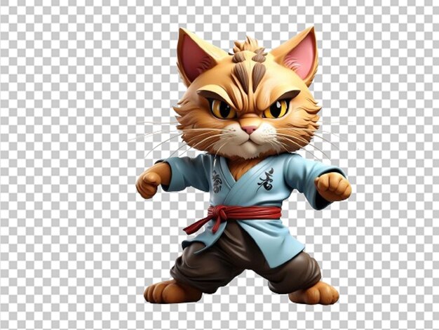 PSD cartoonish 3d beeld van kung fu kat