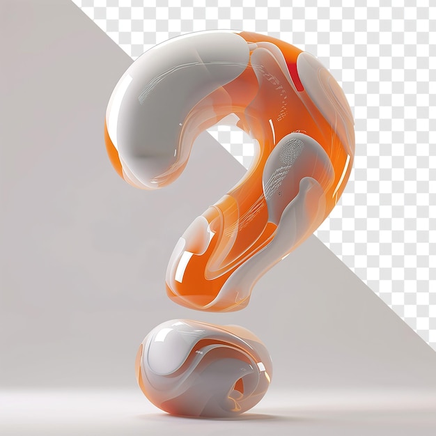 Cartoonish translucent layered 3d question mark illustration