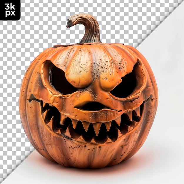 PSD a carved pumpkin with a scary face on it