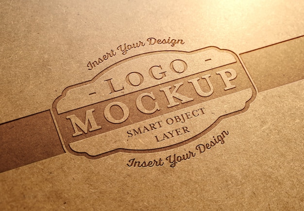 PSD carved wood text effect mockup
