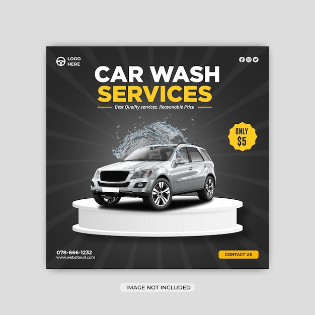 Carwash social media postontwerp of instagram-bannersjabloon