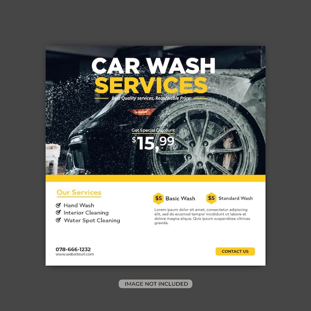 Carwash social media postontwerp of instagram-bannersjabloon