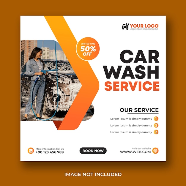 PSD carwash wasservice creatief social media bannerontwerp of vierkante flyer