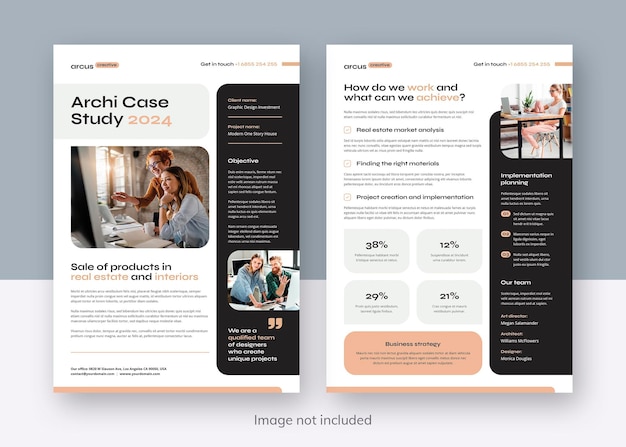 PSD case study flyer print template voor creatief agentschap en ontwerpstudio