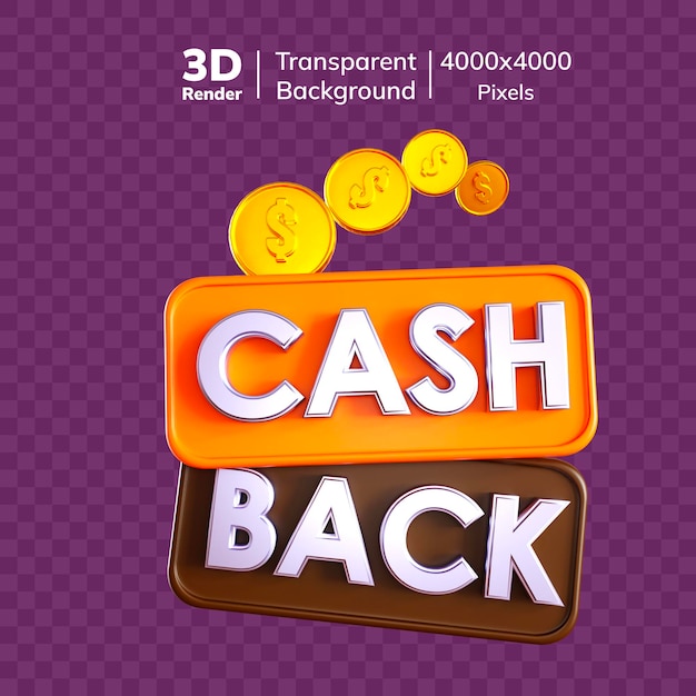 Иконы 3D Cash Back Символы MoneyBack Гарантия Cash Back Вознаграждения в 3D