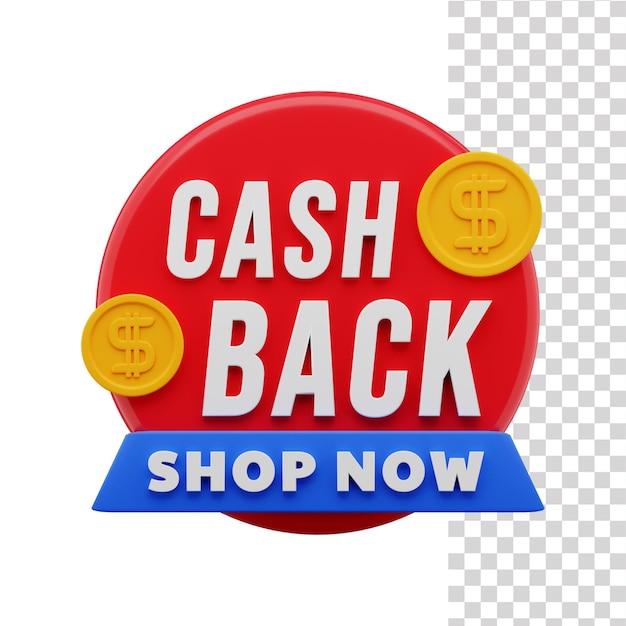 PSD cash back 3d illustration