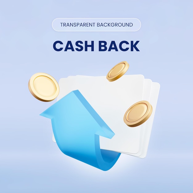 PSD cash back 3d-weergave illustratie