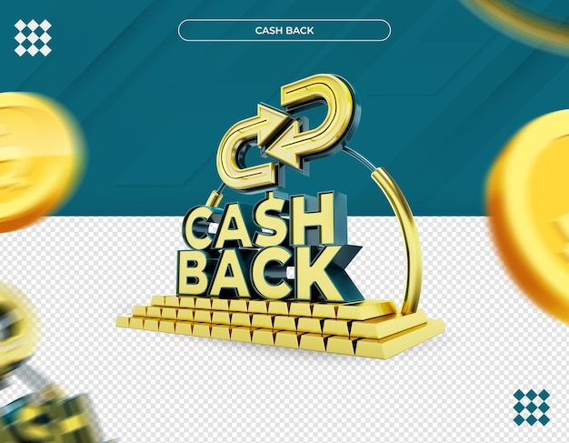 PSD cash back logo in 3d rendering isolated