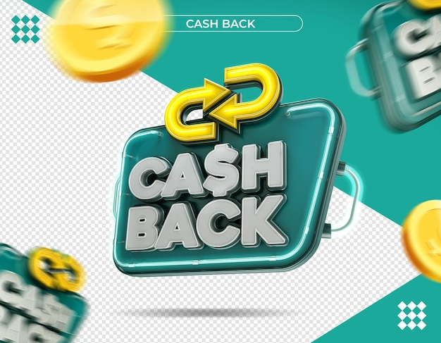 Cash Back logo in 3d rendering isolated