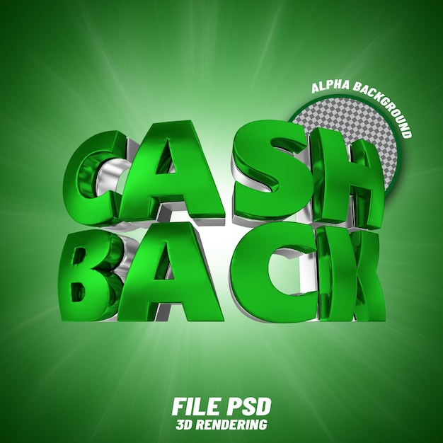 PSD cash back testo rendering 3d banne