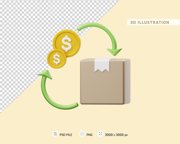 PSD 배달 3d 일러스트에 현금