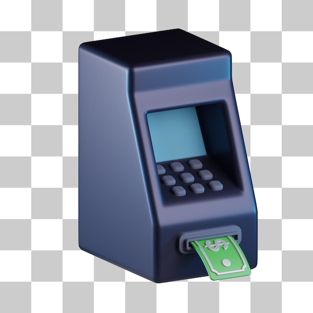 PSD cash withdraw machine 3d icon