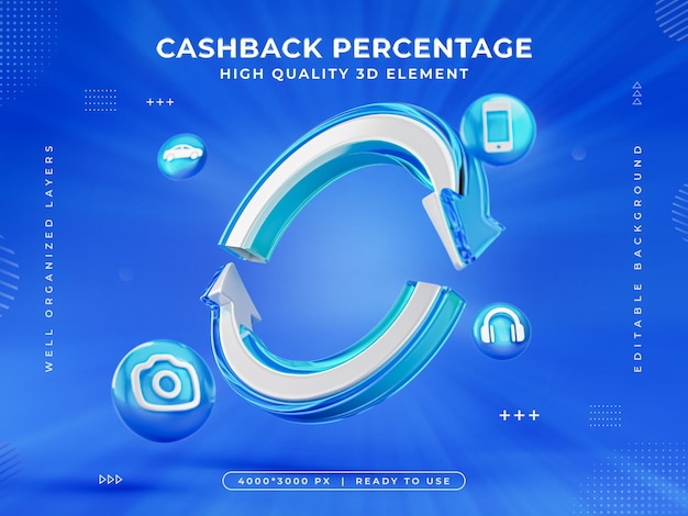 Cashback icon isolated 3d render illustration