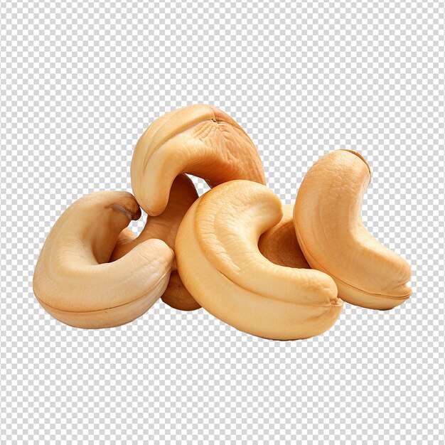 PSD cashew nuts isolated on transparent background