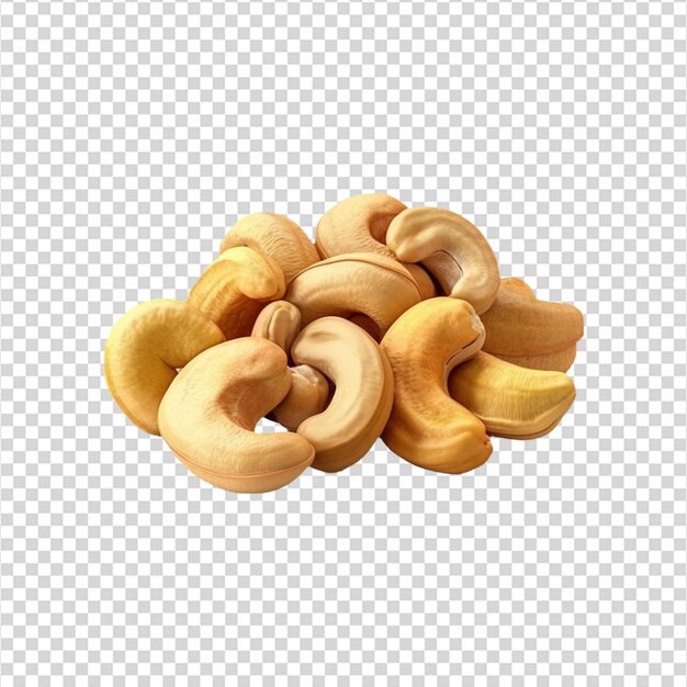 Cashew nuts in transparent white background