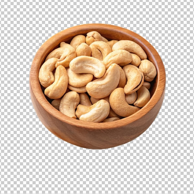 Cashew Nuts In Wooden Bowl Isolated on Transparent Background png
