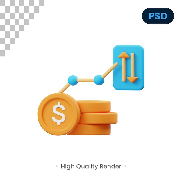 Cashflow 3d render illustratie premium psd