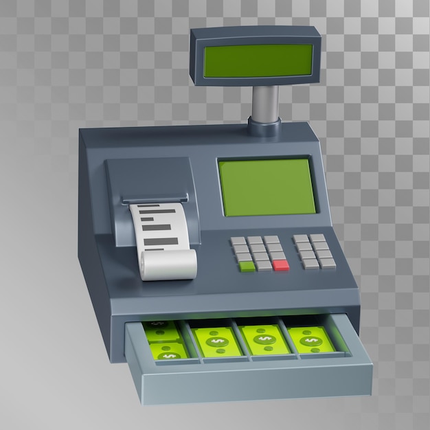 PSD cashier machine 3d illustration