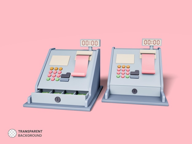 PSD cashier machine icon isolated 3d render illustration