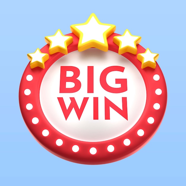 PSD casino big win sign icon render