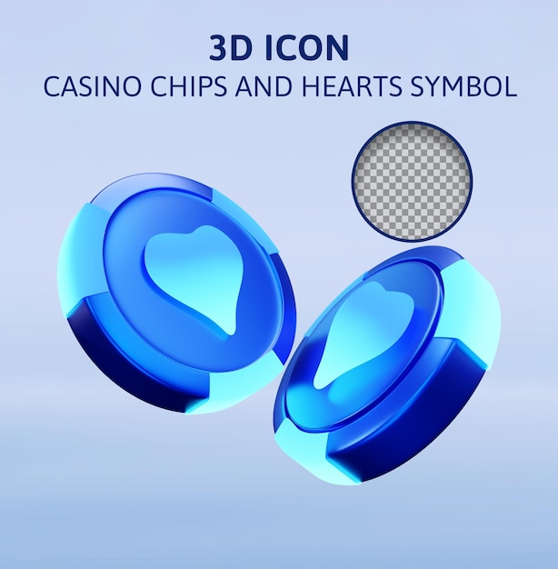 Casino chips en harten symbool 3d-rendering illustratie