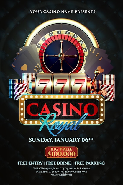 PSD casino night social media post invitation template