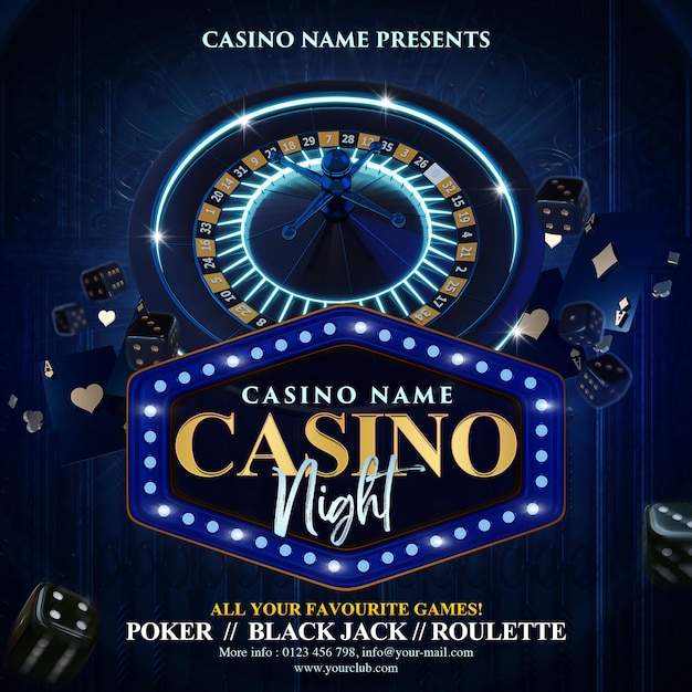 PSD casino night social media post invitation template