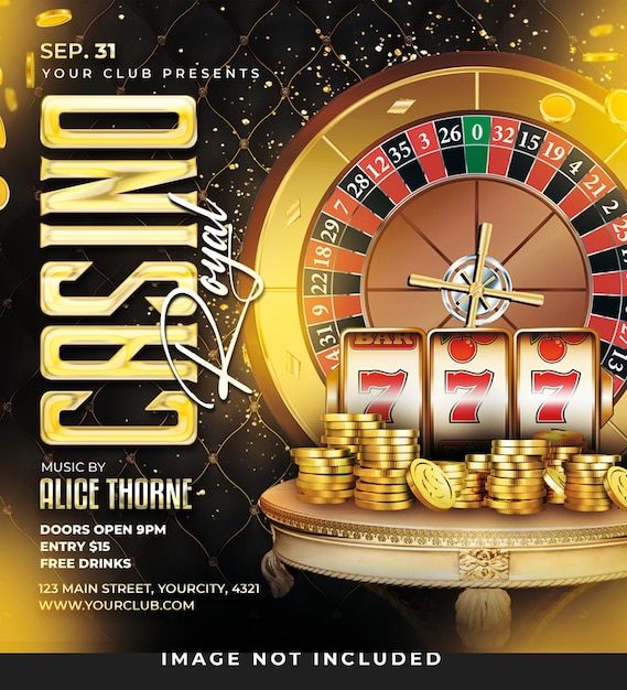 casino party flyer psd template