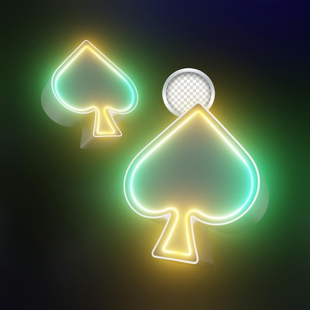 casino poker 3d icons featuring a neon spades symbol