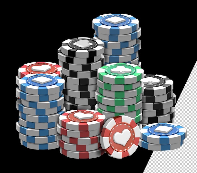 PSD カジノ ポーカー チップ、オンライン ギャンブル ゲームのクリップアート。 3d レンダリング