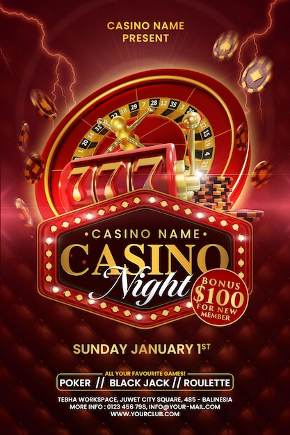 Casino royal flyer en social media post-sjabloon